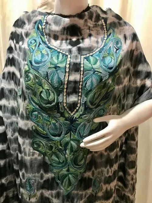 Tie-Dye grey-white kaftan