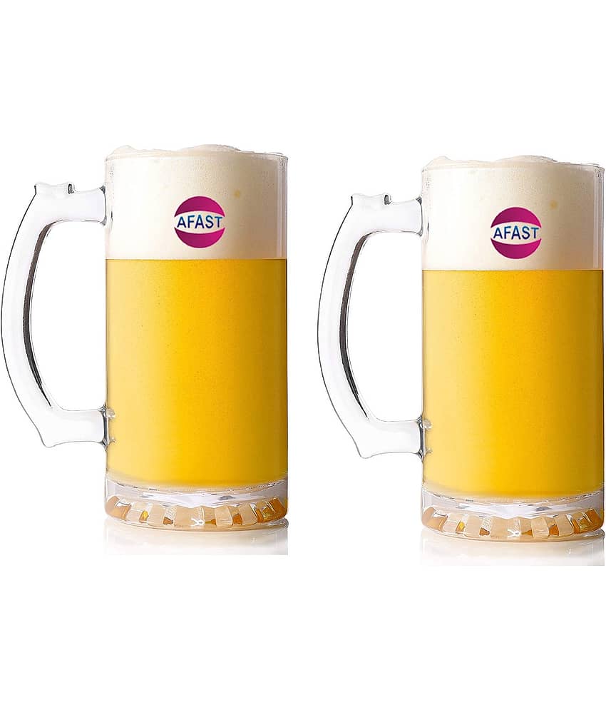 Afast Beer Mug Glasses Set,  450 ML - (Pack Of 2)