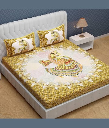Cosito Cotton 1 Double Bedsheet with 2 Pillow Covers ( Brown )