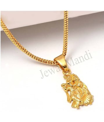 Jewar Mandi Pendant Radhe Krishna Kanhaiya Bansiwala Shreenathji Gokul Locket Chain Gold Plated Rich Look Long Size Latest Designer Daily Use Jewelry for Men Women, Boys Girls, Unisex
