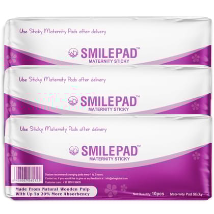 Smilepad Sticky Maternity Pads for Women Post Pregnancy, Soft and Rash Free, Pack of 30 Delivery Pads - Perfect for Heavy Postpartum Bleeding, Active Moms, C-Section Recovery, Sensitive Skin