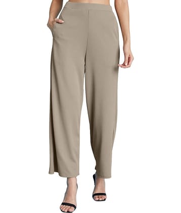 DE TRENDZ Women Cotton Blend Wide Leg Trousers ( Olive )