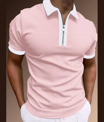 Try This Cotton Blend Regular Fit Colorblock Half Sleeves Men's Henley T-Shirt - Pink ( Pack of 1 )