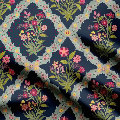 Floral bouquet Blue-Cotton