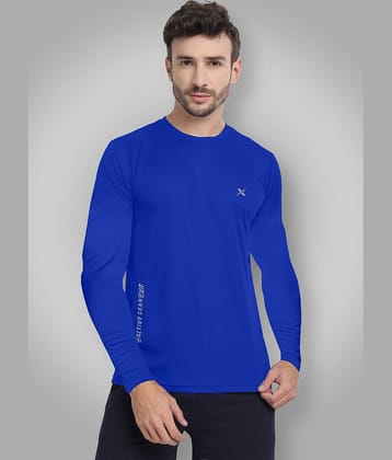 FTX Polyester Regular Fit Printed Full Sleeves Men's Round T-Shirt - Blue ( Pack of 1 )