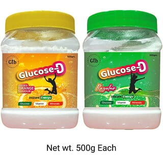 GTB Glucose -D Orange and Regular 500 Gm + 500 Gm Tangy Refreshment! (Pack Of 2)