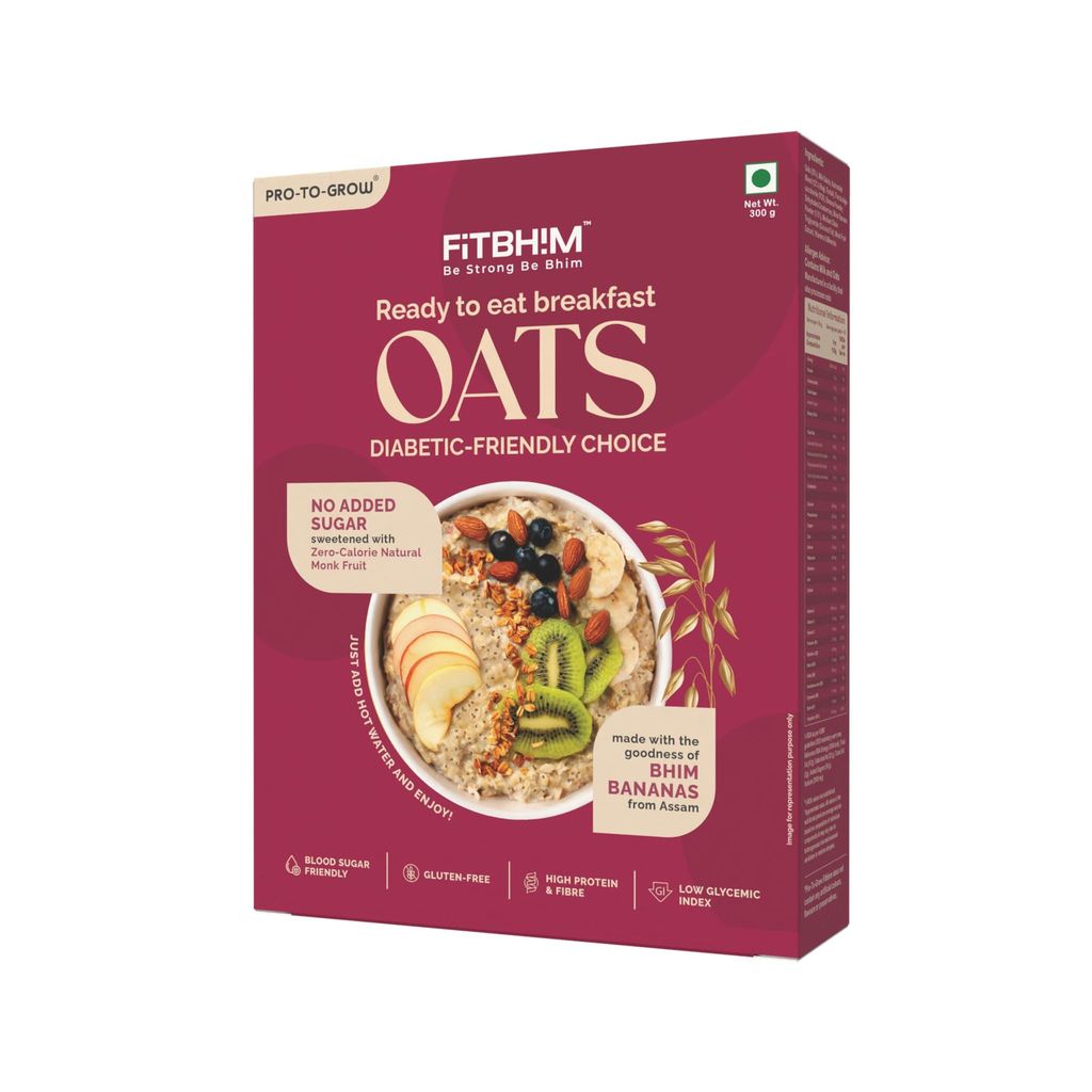 Pro To Grow Fitbhim Diabetic Friendly Oats for Adults 300g | Enriched with Bhim Bananas, Millets & Monk Fruit | Zero Added Sugar, High Fibre, Low GI & Gluten-Free