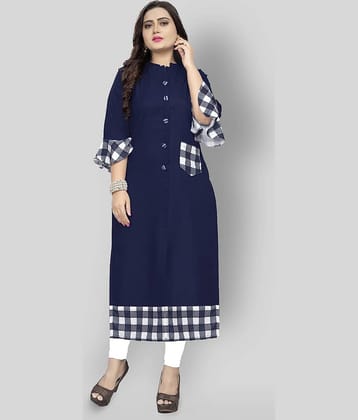Lerkiza - Blue Cotton Women's Straight Kurti