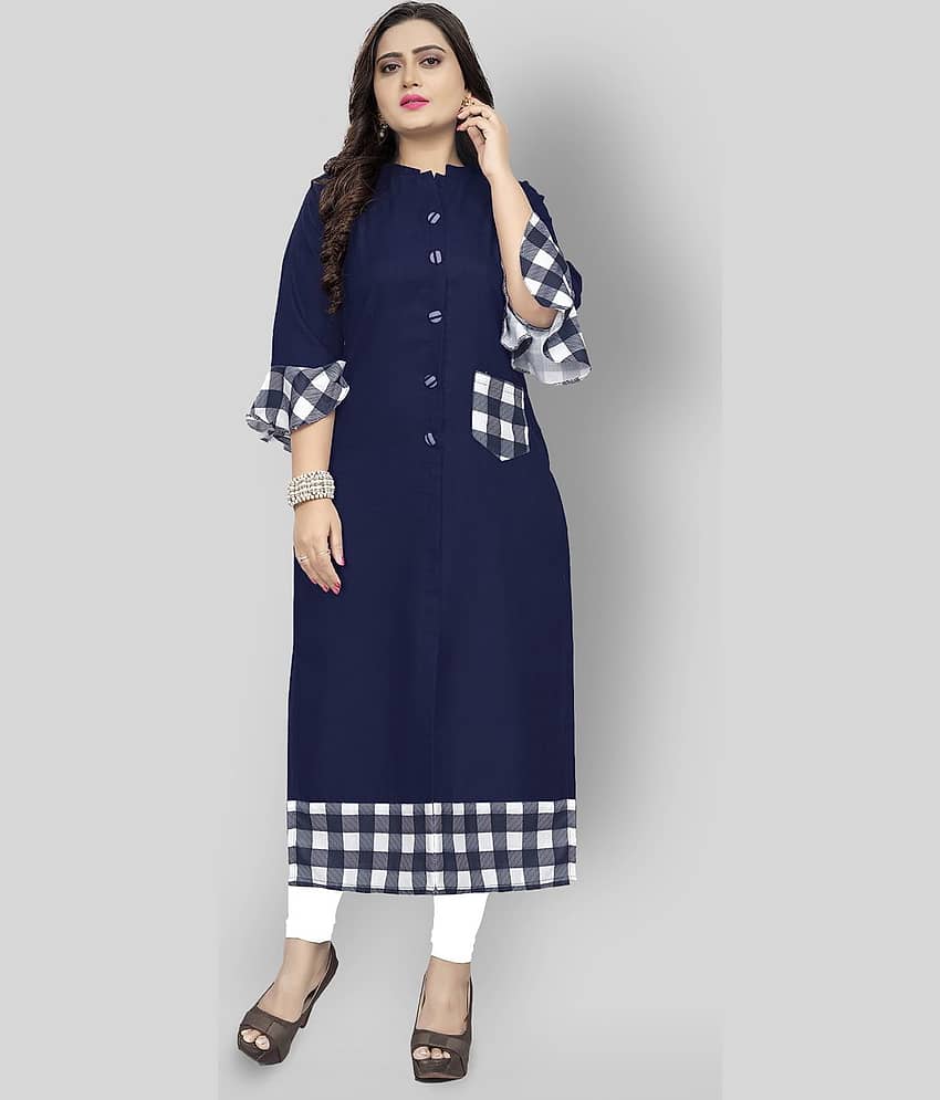 Lerkiza - Blue Cotton Women's Straight Kurti