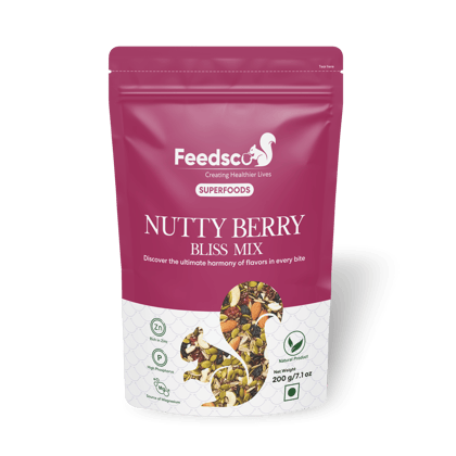 Feedsco Nutty Berry Bliss Mix - Mixed Nuts, Seeds, Berries Pack of 1 - Assorted Dry Fruit Mix for Eating | Immunity Booster Trail Snack