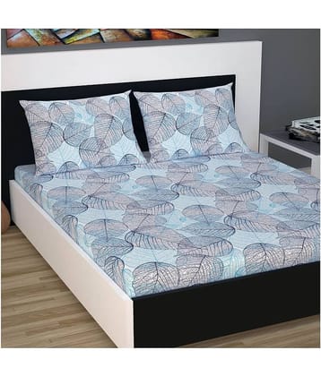 DIVINE CASA Cotton Double Bedsheet ( Blue )