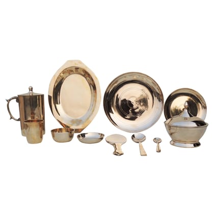 Puer Bronze, Kansa Dinner Set With Multiple Items (BCMAS153 A)