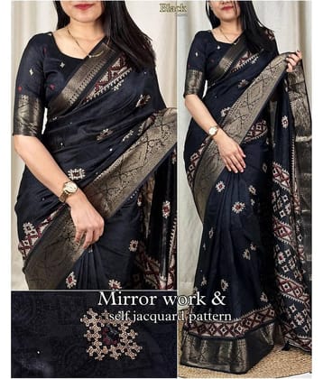 Bhuwal Fashion Cotton Silk Printed Kanjeevaram Sarees With Unstitched Blouse Piece ( Sky Blue )