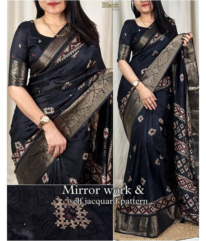 Bhuwal Fashion Cotton Silk Printed Kanjeevaram Sarees With Unstitched Blouse Piece ( Sky Blue )