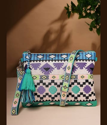 Anekaant Sling Bag Polyster Set of 1 ( Turquoise )