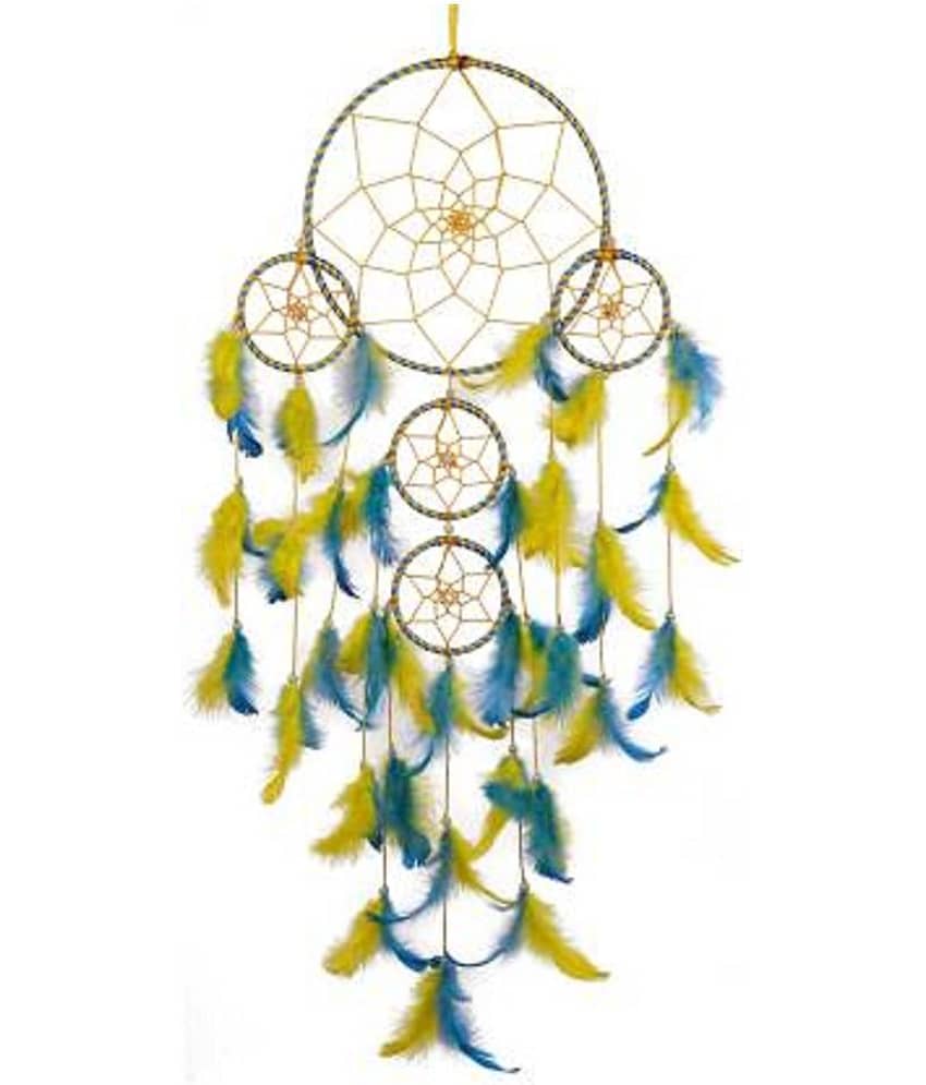 Lucky Traders Feather Yellow Dream Catcher - Pack of 1 ( X cms )