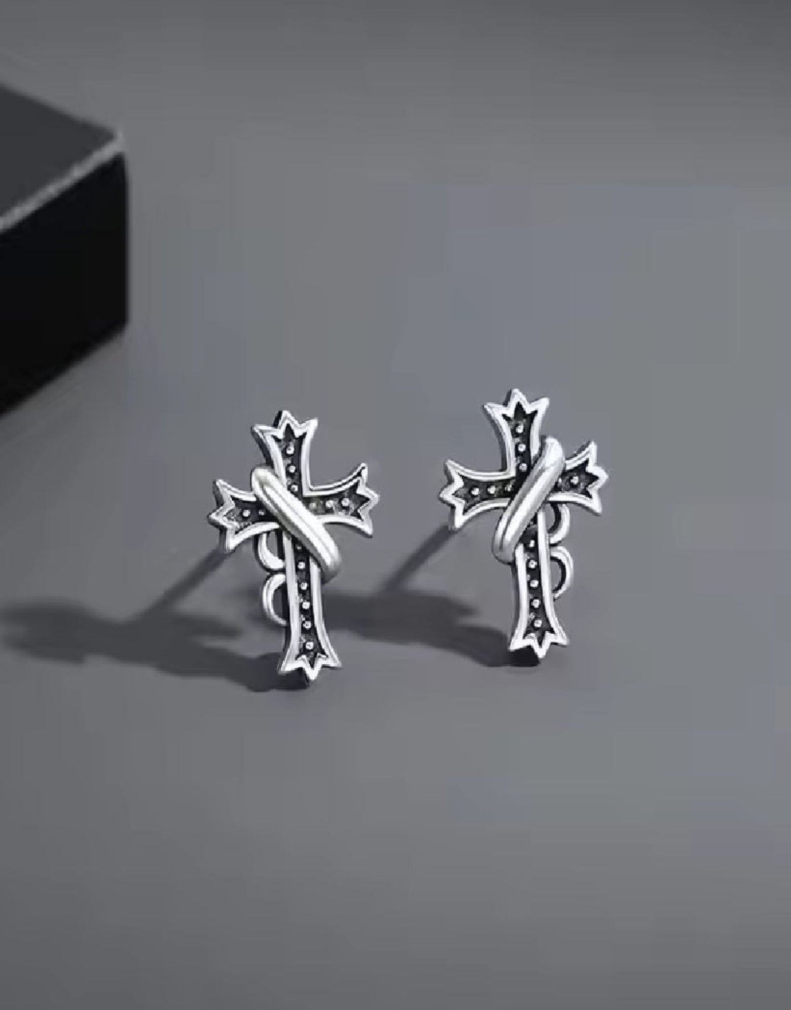 Vintage Cross Stud Earrings-Pair