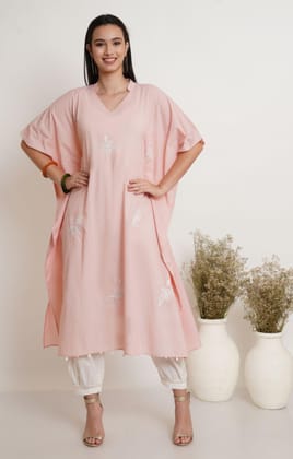 Light Pink Embroidery Kaftan-S / Light Pink