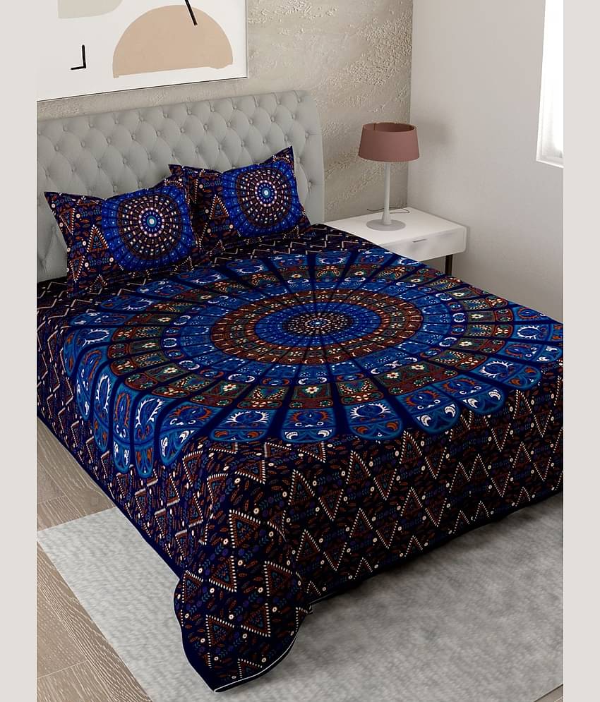 Uniqchoice - Purple Cotton Double Bedsheet with 2 Pillow Covers