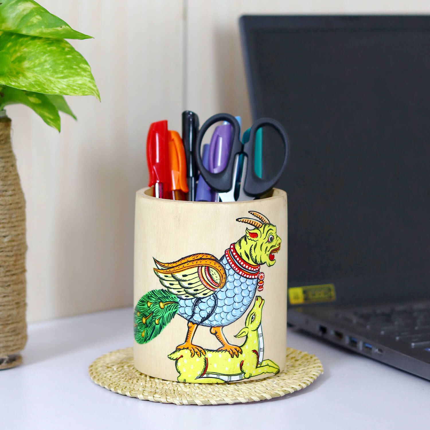 Wooden Pattachitra Pen / Pencil Stand