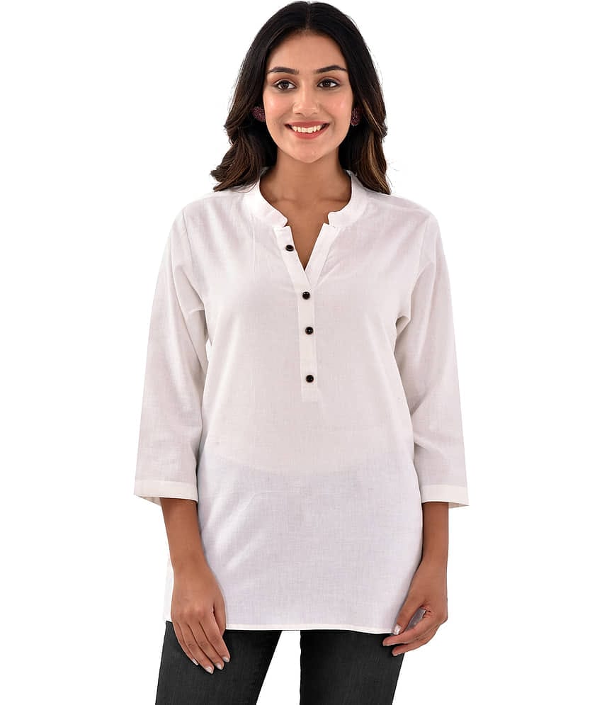 QuaClo Women's Cotton Regular Top ( White )
