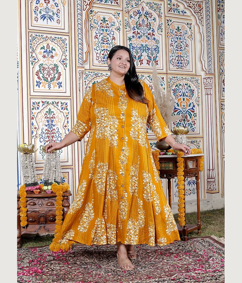 Swasti Women Cotton Blend Gown ( Yellow )