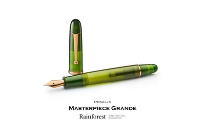 Penlux Masterpiece Grande  Great Natural Fountain Ink Pen | Rain Forest (Green) Body | Piston Filling | Stainless Steel No. 6 Jowo Nibs-Medium