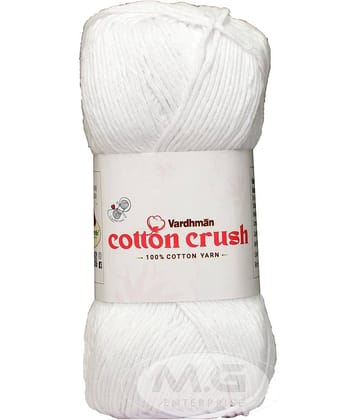 Vardhman Cotton Crush 8-ply White 600 GMS 100% Cotton Ball Hand Knitting Cotton/Art Craft Soft Fingering Crochet Hook Yarn, Needle Knitting Yarn Thread Dyed-AC Art-AFCJ