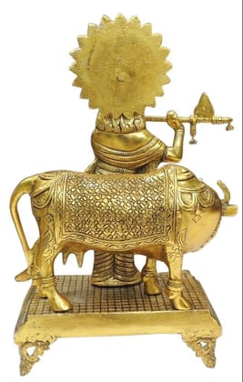 Aluminium Showpiece Cow Krishna (ASMAS448 G)