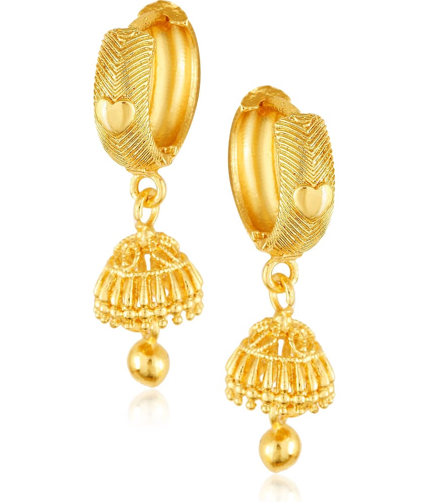 Vighnaharta Filigree work Gold Plated alloy Hoop Earring Clip on fancy drop Bali Earring for Women and Girls  [VFJ1598ERG]