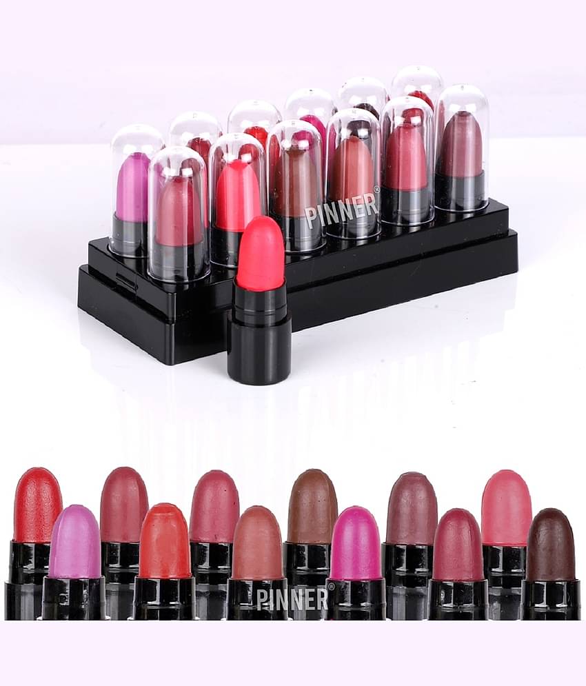 Pinner Minis Pout Party Matte Lipstick Highly Pigmented Mini Lipsticks (Set of 12 )