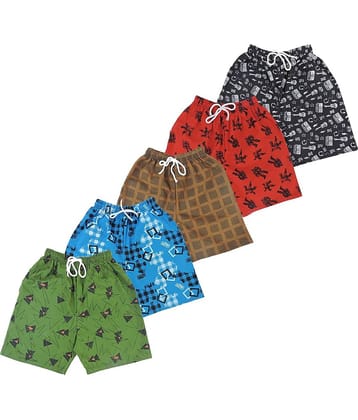 NARPAVI TRENDS Pack of 5 Cotton Blend Shorts For Boys ( Multi Color )