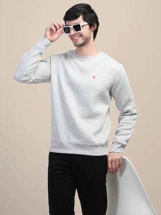 Amswan Men'S Grey Solid Comfort: Premium Cotton Sweatshirt For Timeless Style And Cozy Elegance-XXL