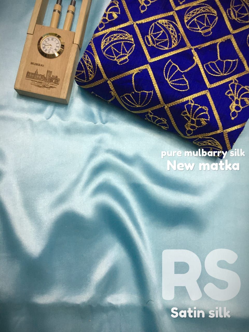 Light Sky Color Plain Satin Silk Saree with Embroidered Blouse MPS-Light Sky