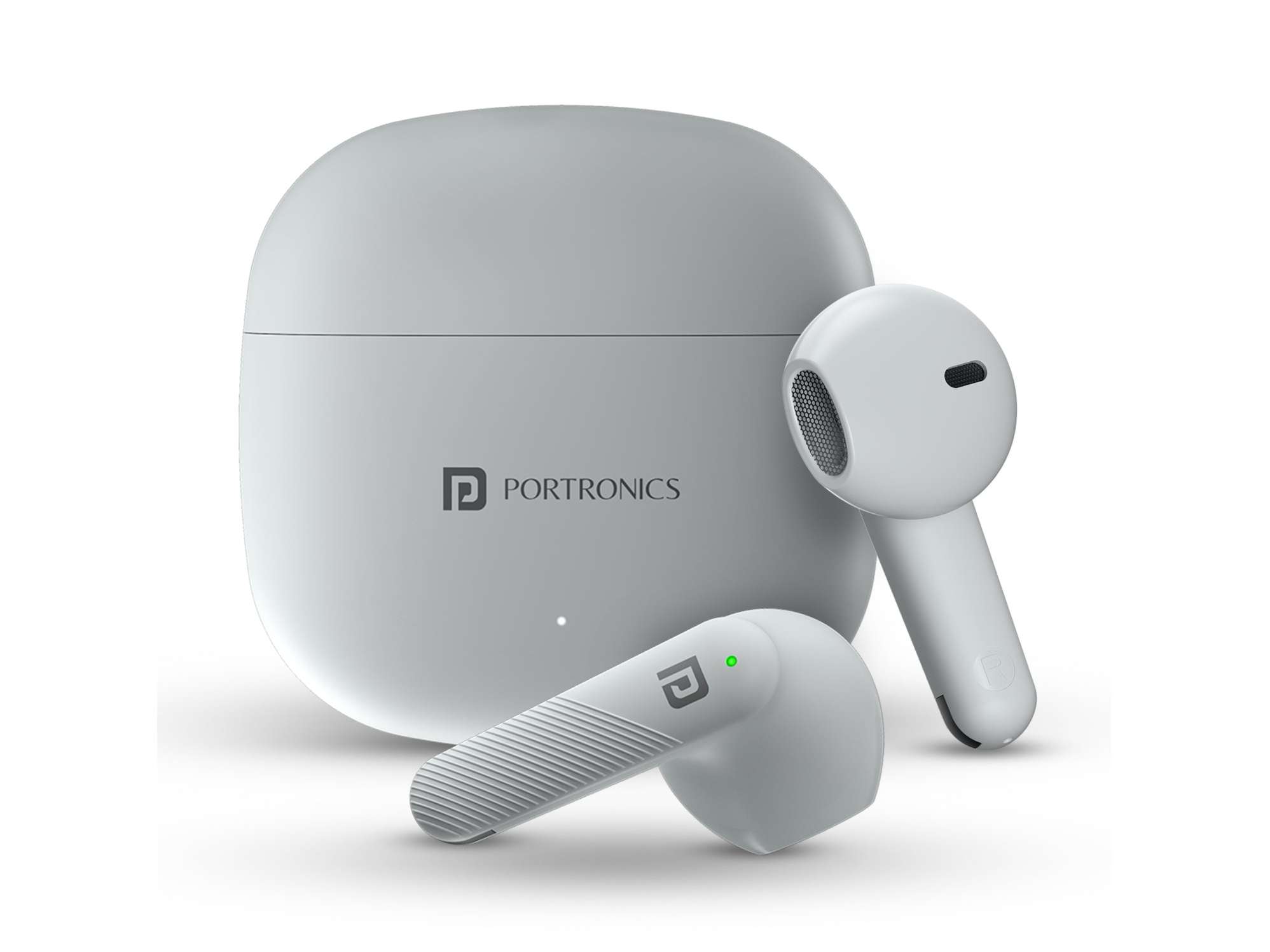 Portronics Harmonics Twins S18 Game, Music Mode, Crystal Clear Calls, Bluetooth 5.3V, Touch Control - White