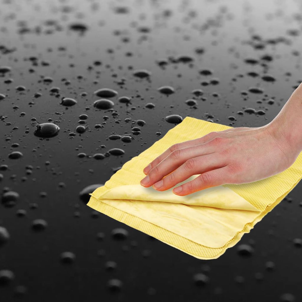 Motosol Synthetic Chamois for Car & Home | Ultra Absorbent Artificial Suede Drying Cloth | Scratch-Free | Reusable | for Car Wash, Glass, Mirrors, Kitchen, Furniture � 43x32 cm