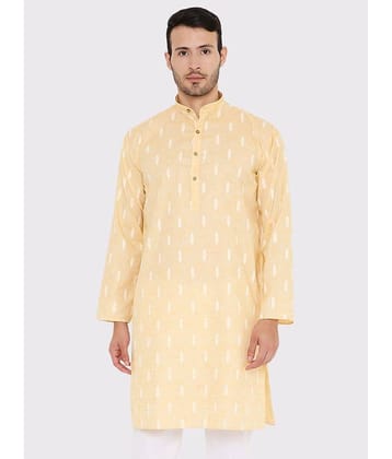 Maharaja - Beige Linen Men's Regular Kurta ( Pack of 1 )