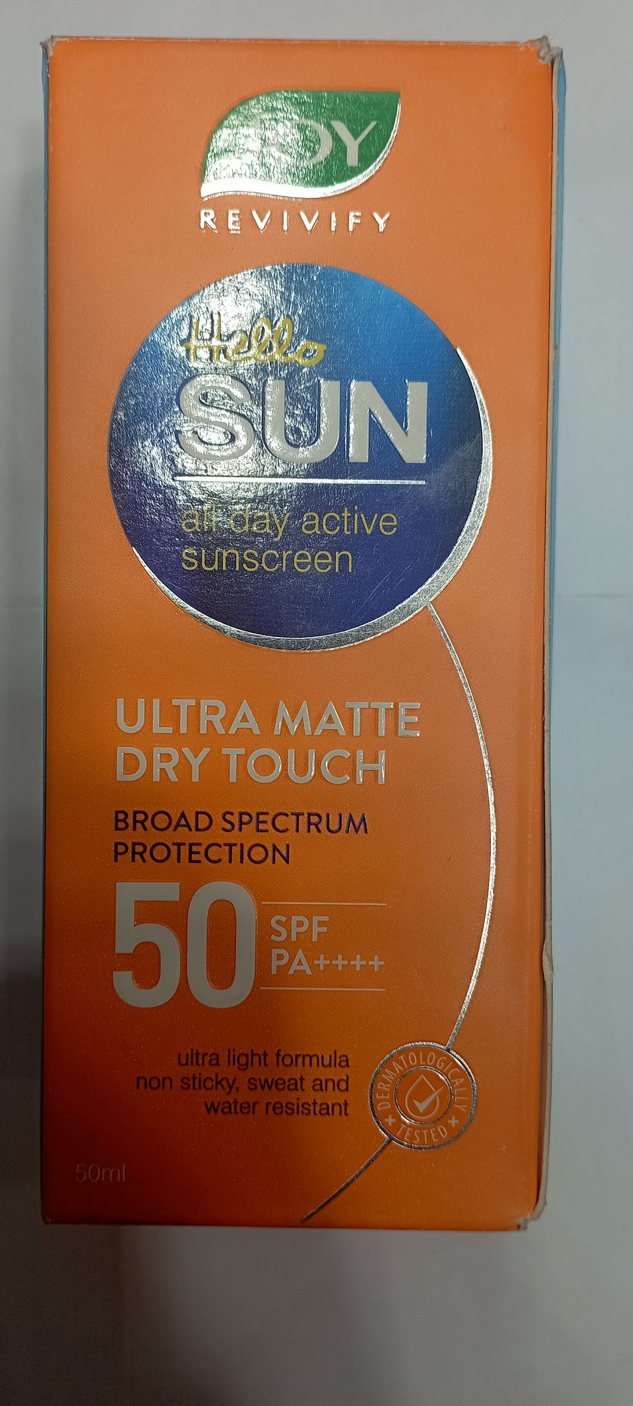 Joy revivify hello sun all day active sunscreen ultra matte day touch 50 ml 