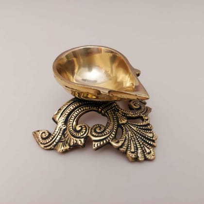 Brass Designer Diya - 2 inch Height | Exquisite Illumination