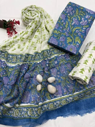 Cotton Suit With Chiffon Dupatta