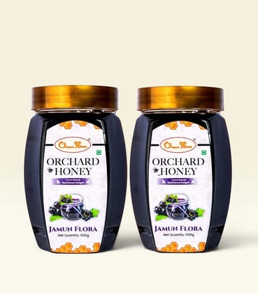 Orchard Honey Jamun Flora Honey 1Kg | Pure Honey | No Additives or Preservatives | Rich in Antioxidants| Jamun Honey | Wild Forest Honey for Weight loss & Digestion | Natural Desi Shahad 500gm+500gm Pack