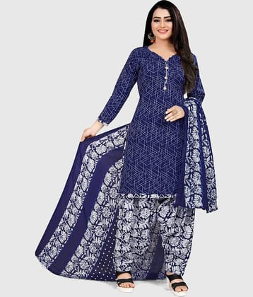 Rajnandini - Unstitched Blue Cotton Dress Material ( Pack of 1 )