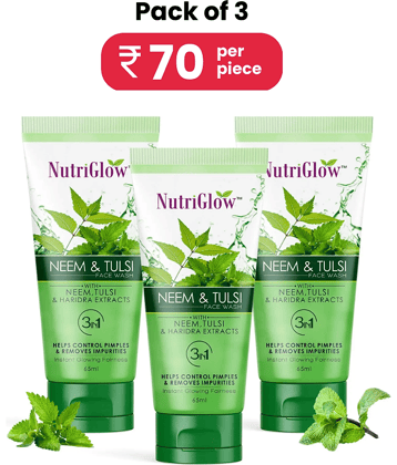 Nutriglow Neem & Tulsi Face Wash, 65 ml Each (Pack of 3)