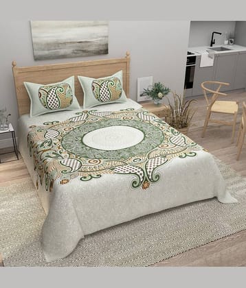 Bombay Spreads Cotton 1 Double King Bedsheet with 2 Pillow Covers ( Turquoise )