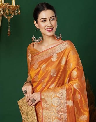 SIRIL Women's Banarasi Soft Silk Saree Pure Silk With Unstitched Blouse Piece