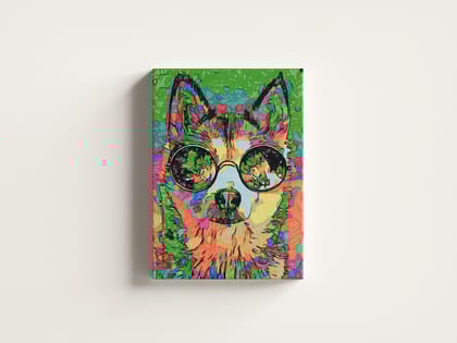 FURNISHUB Dog Graffiti Canvas Art | 1969 Retro-Inspired | Funky Wall Painting Wall decor | Home Decor Articles | Gen-Z Painting