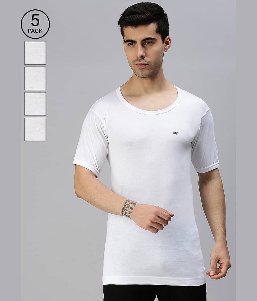 Pack of 5 Lux Cozi - White Cotton Blend Men's Vest