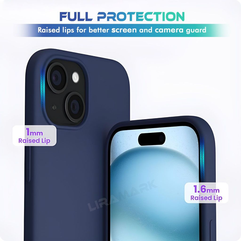 LIRAMARK Liquid Silicone Soft Back Cover Case for iPhone 15 Plus (6.7 inch)