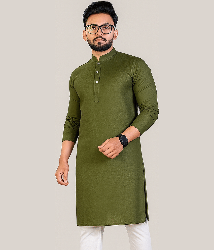 Balaji's Cotton Blend Plain Regular Kurta For Men ( Pink )