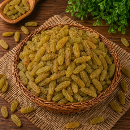 Indian Green Kishmish Long Raisins (250g) | Premium Dry Fruits & Healthy Snacks | Everyday Snacking & Desserts